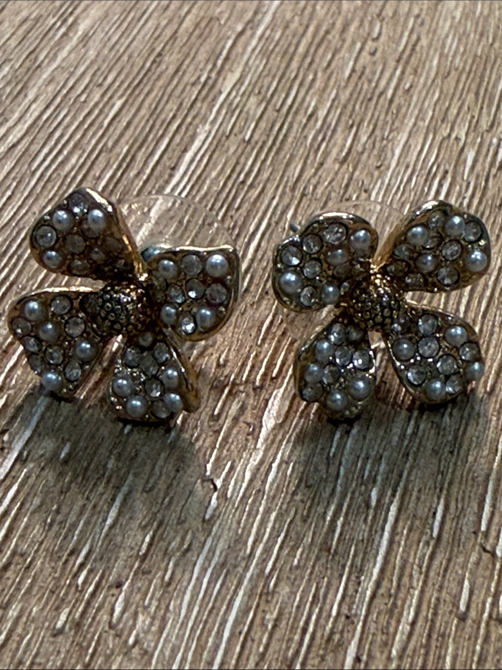 Park Lane Gold-Tone Flower Pearl & Crystal Stud Earrings